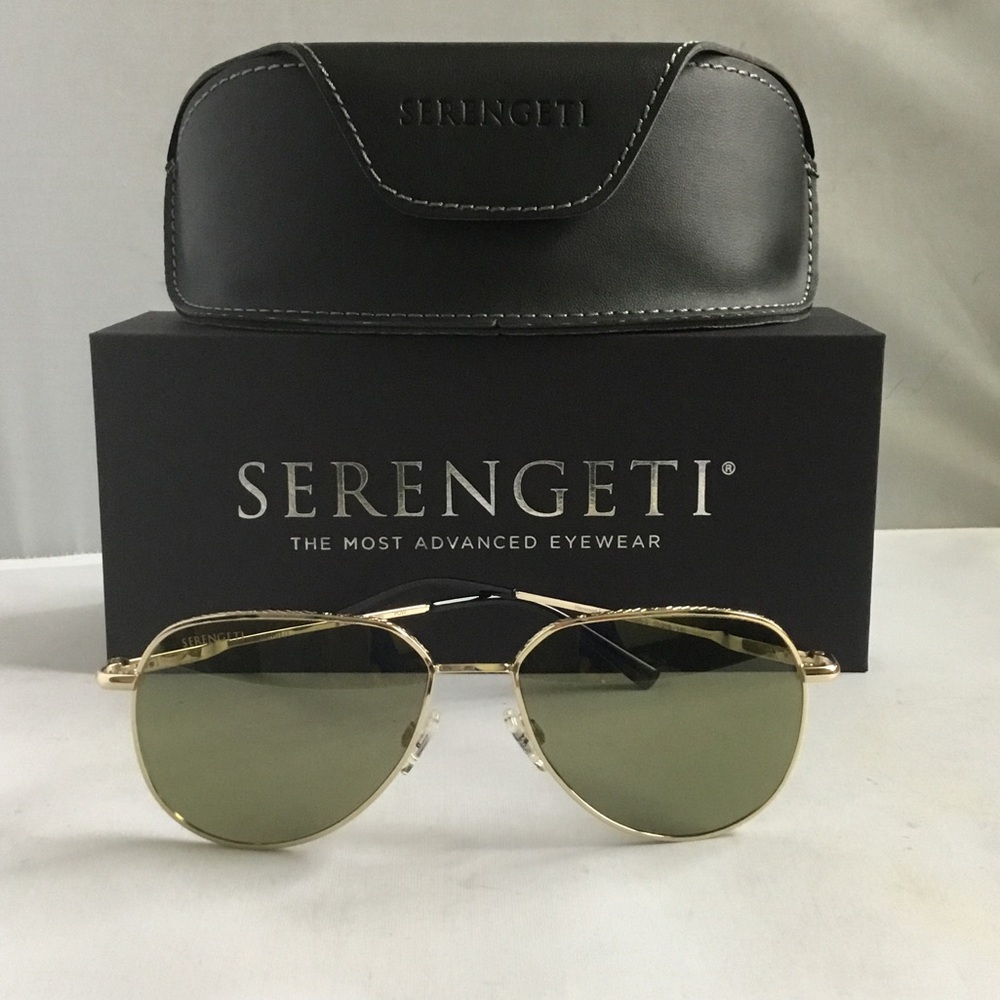 Serengeti Haywood Polarized Gold Frame Sunglasses with Green Lenses